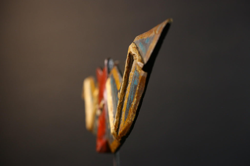 African Bwa butterfly mask wall art tribal spirit decor painted wood Burkina Faso mask wings symbolic traditional handmade cultural-G5366