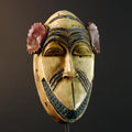 African tribal mask carved wood wall decor painted face mask ethnic spirit art ceremonial sculpture handmade tribal face Congo decor-G5363