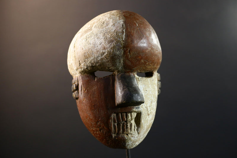 African Grebo mask warrior face split tone tribal wall art carved wood spirit mask handmade sculpture ethnic decor ceremonial figure-G5361