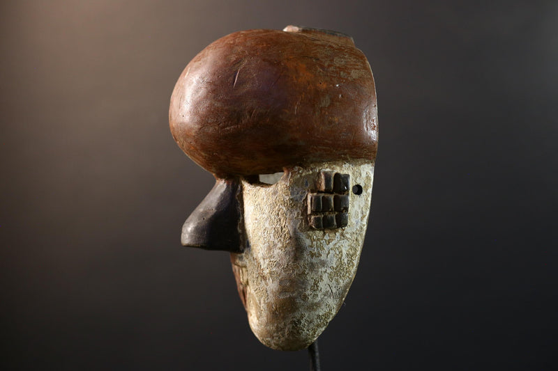 African Grebo mask warrior face split tone tribal wall art carved wood spirit mask handmade sculpture ethnic decor ceremonial figure-G5361