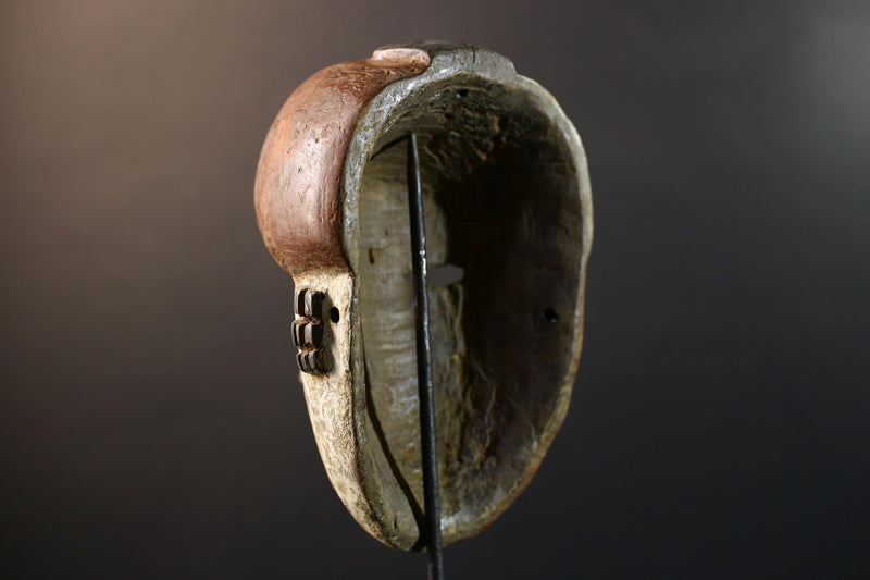 African Grebo mask warrior face split tone tribal wall art carved wood spirit mask handmade sculpture ethnic decor ceremonial figure-G5361