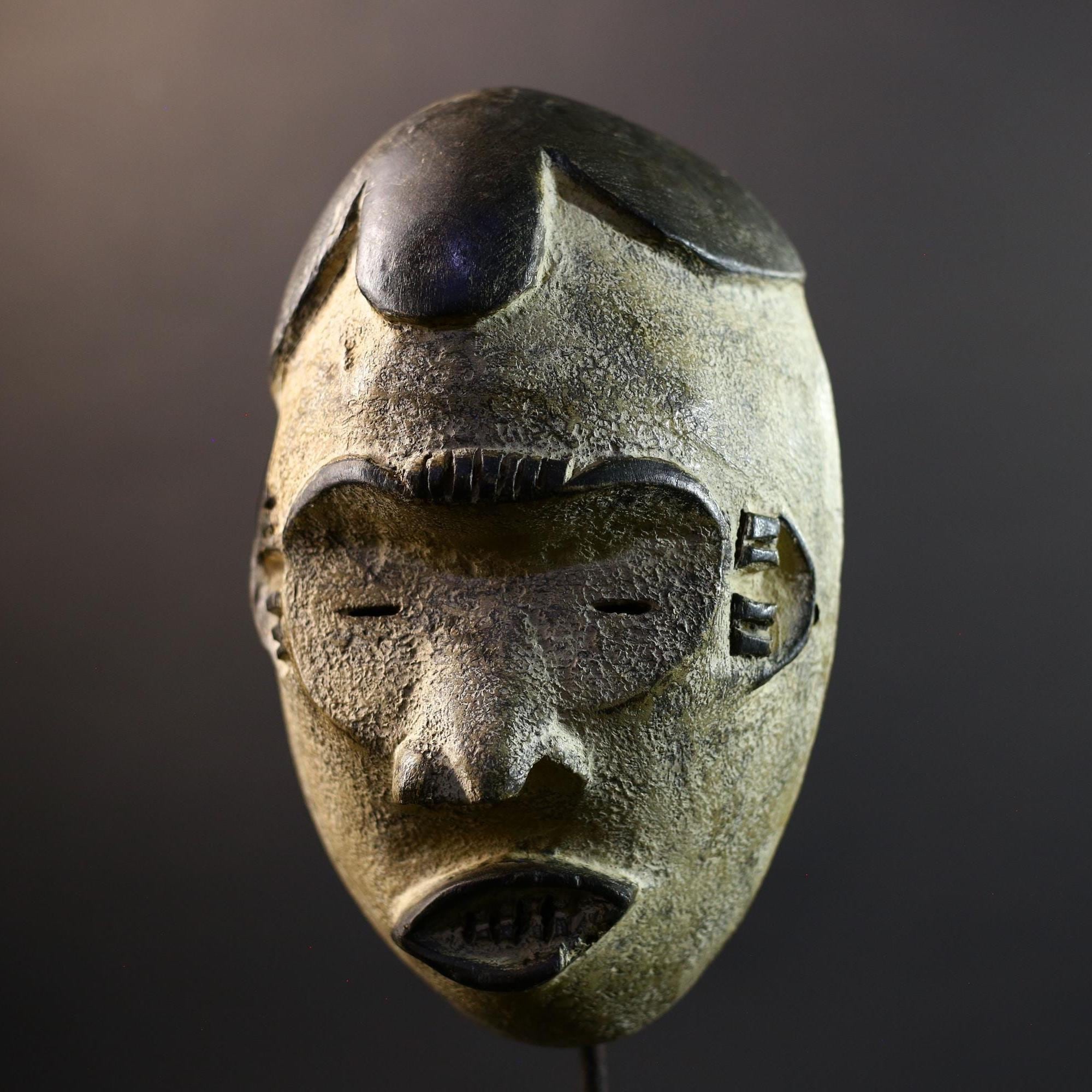 African Mask | Bembe Spirit | Congo Tribal Art | Hand-Carved Wood Wall Decor | Vintage African Accent-G5308