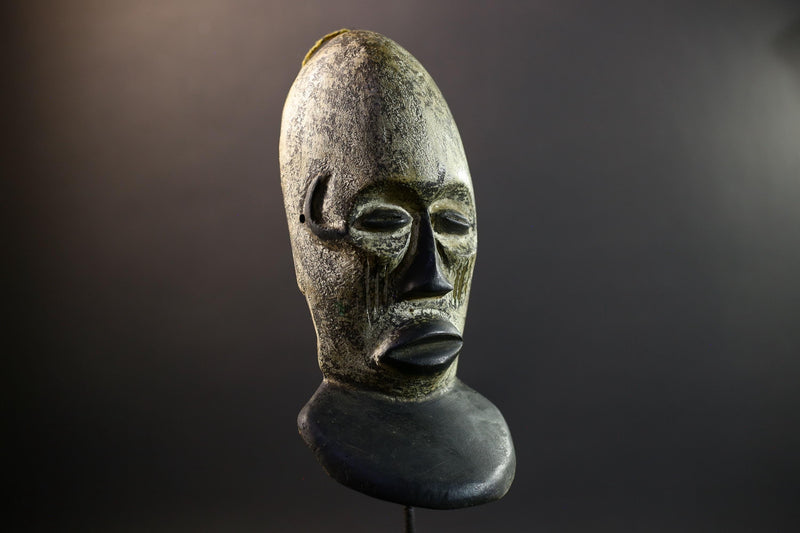 African Mask | Idoma Funeral | Nigeria Tribal Art | Kaolin Wood Sculpture | Vintage African Wall Decor-G5307