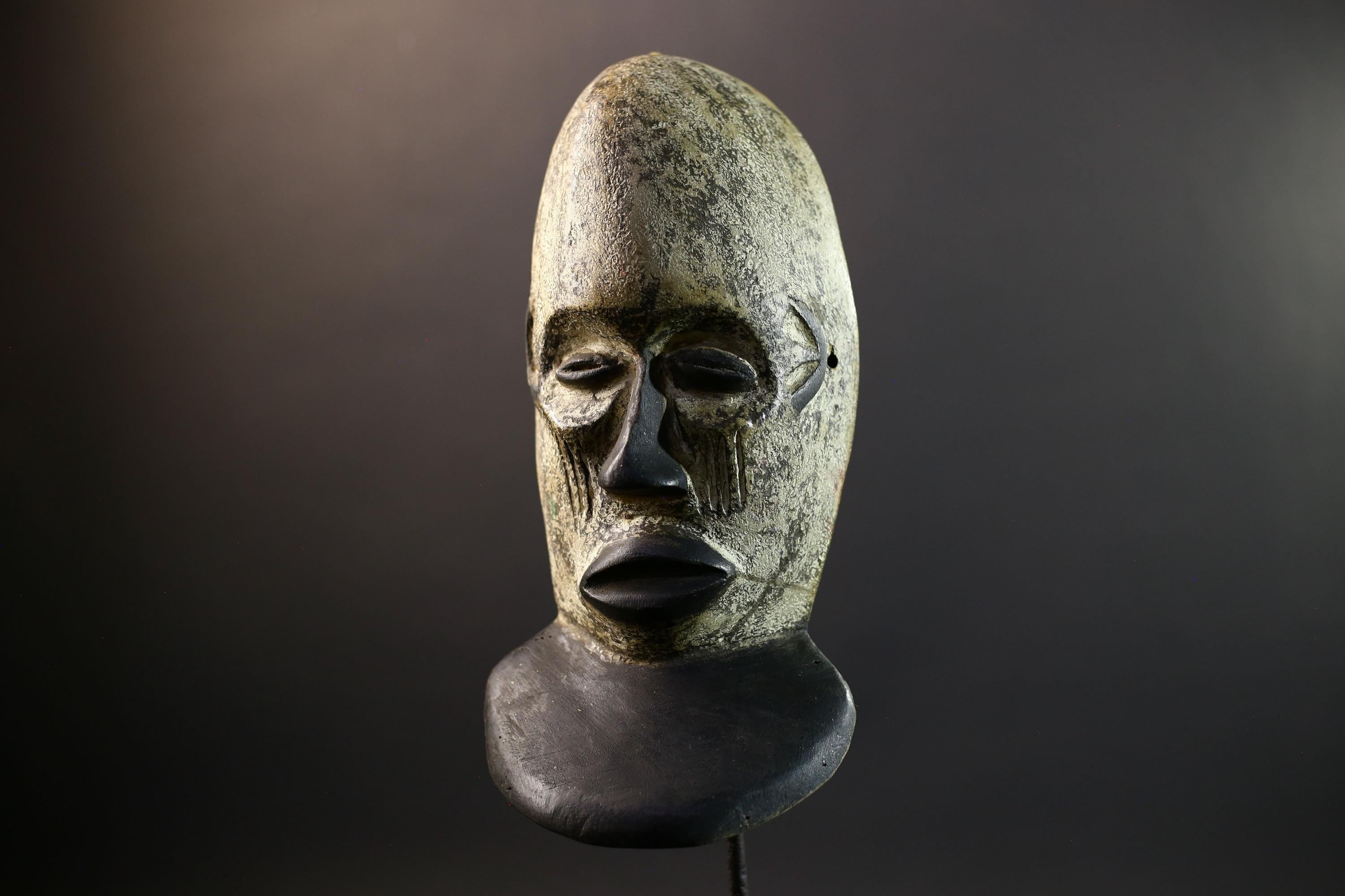 African Mask | Idoma Funeral | Nigeria Tribal Art | Kaolin Wood Sculpture | Vintage African Wall Decor-G5307