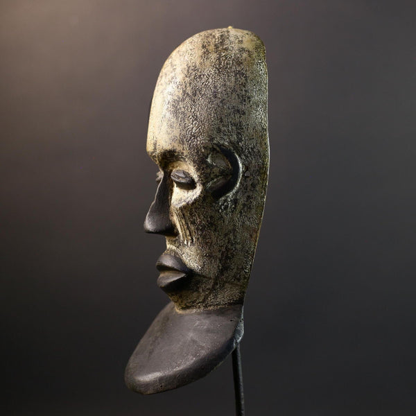 African Mask | Idoma Funeral | Nigeria Tribal Art | Kaolin Wood Sculpture | Vintage African Wall Decor-G5307