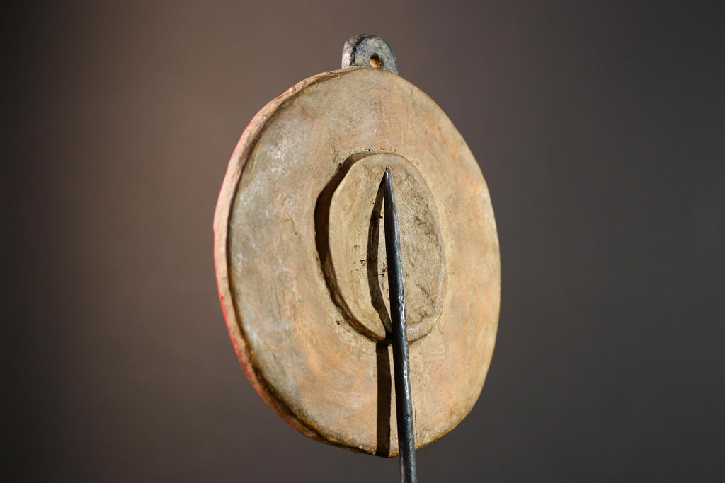 African wall decor, tribal sun mask, cultural wall mask handmade, Bwa Burkina Faso art, carved wood wall hanging, African home accent-G5377
