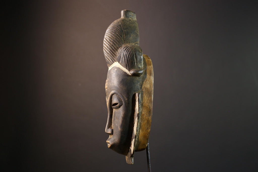 African wall decor, Guro tribal mask, Côte d’Ivoire wood art, carved ceremonial mask, cultural home accent, ethnic mask sculpture-G5379