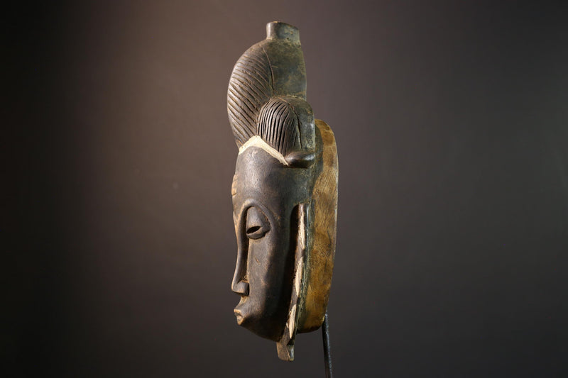 African wall decor, Guro tribal mask, Côte d’Ivoire wood art, carved ceremonial mask, cultural home accent, ethnic mask sculpture-G5379
