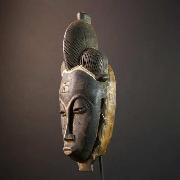 African wall decor, Guro tribal mask, Côte d’Ivoire wood art, carved ceremonial mask, cultural home accent, ethnic mask sculpture-G5379