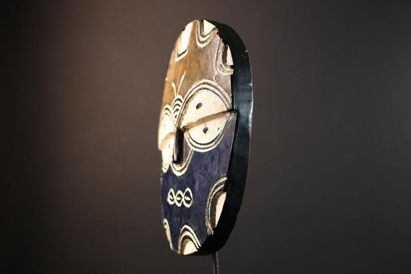 African wall decor, Bwa tribal mask, Burkina Faso plank mask, butterfly spirit wall art, carved wood circle mask, cultural home accent-G5380