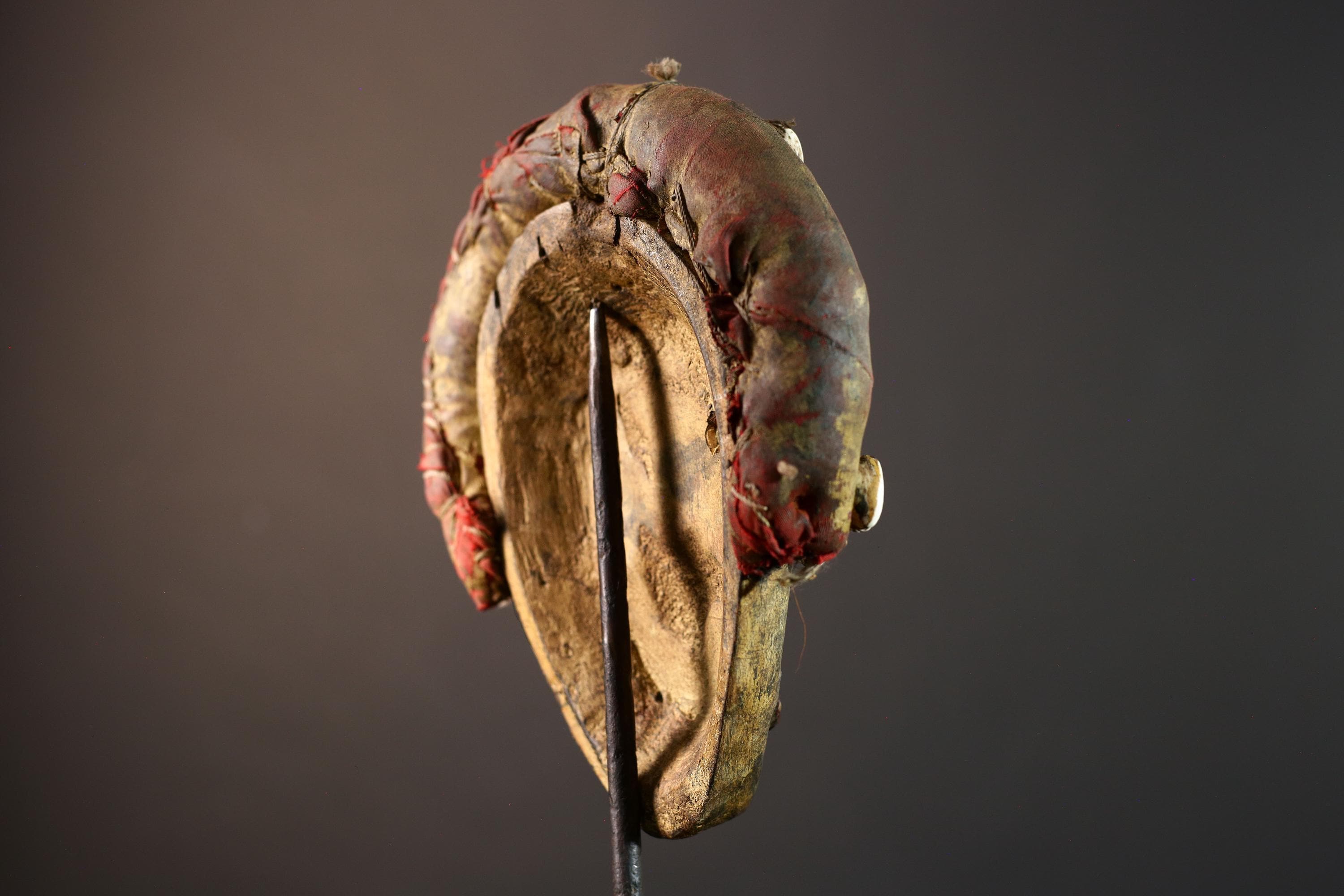 African mask wall art, Dan tribal face, cowrie shell ritual mask, carved wood mask decor, ancestral forest spirit, ethnic wall hanging-G5382