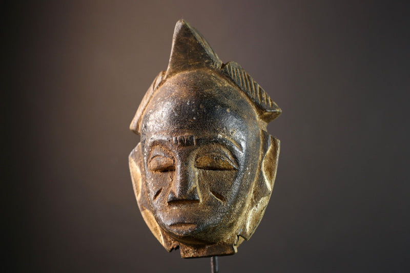 African wall decor, Lulua tribal mask from Congo, carved wood face sculpture, ancestral mask wall art, spiritual home accent piece-G5384