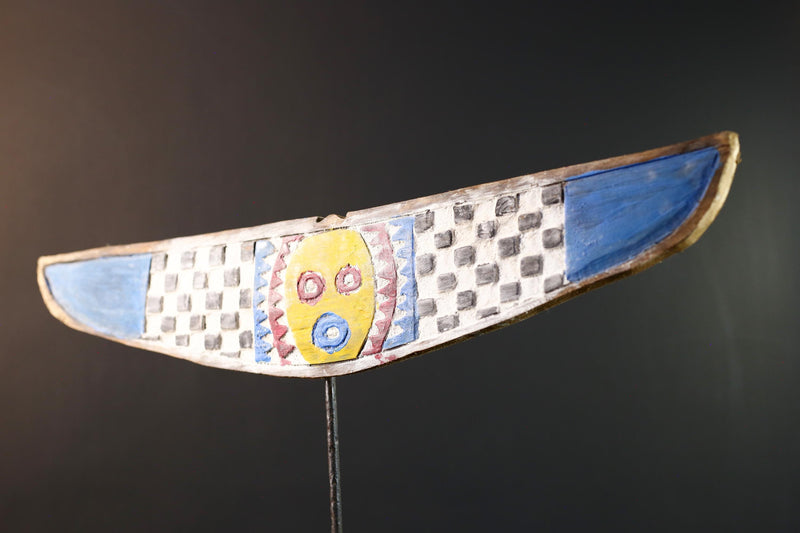 African wall decor, Bwa bird mask from Burkina Faso, flying spirit sculpture, tribal ritual wood art, geometric ceremonial wall piece-G5387