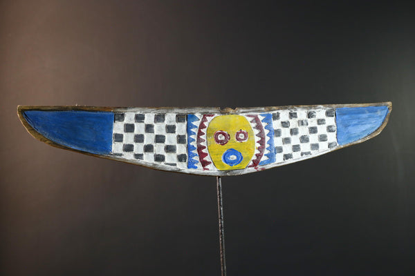 African wall decor, Bwa bird mask from Burkina Faso, flying spirit sculpture, tribal ritual wood art, geometric ceremonial wall piece-G5387