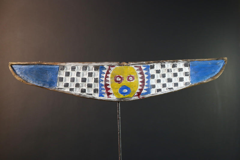 African wall decor, Bwa bird mask from Burkina Faso, flying spirit sculpture, tribal ritual wood art, geometric ceremonial wall piece-G5387