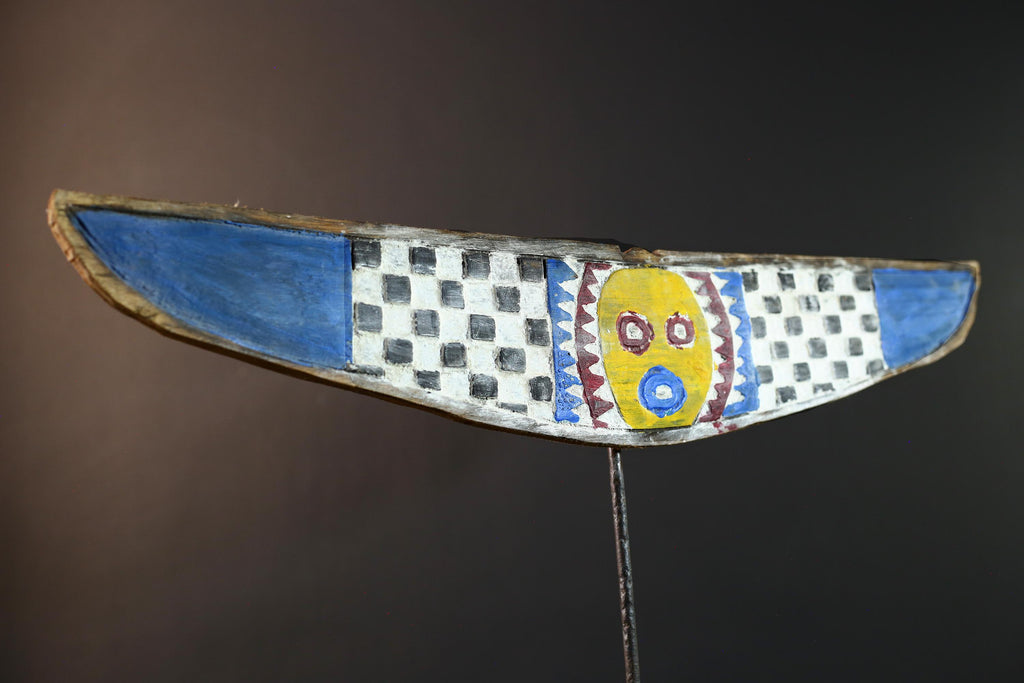 African wall decor, Bwa bird mask from Burkina Faso, flying spirit sculpture, tribal ritual wood art, geometric ceremonial wall piece-G5387