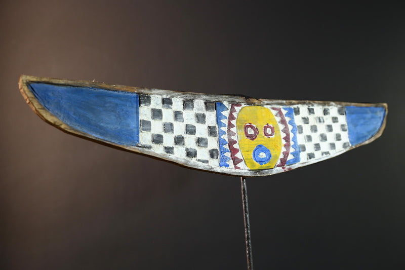 African wall decor, Bwa bird mask from Burkina Faso, flying spirit sculpture, tribal ritual wood art, geometric ceremonial wall piece-G5387