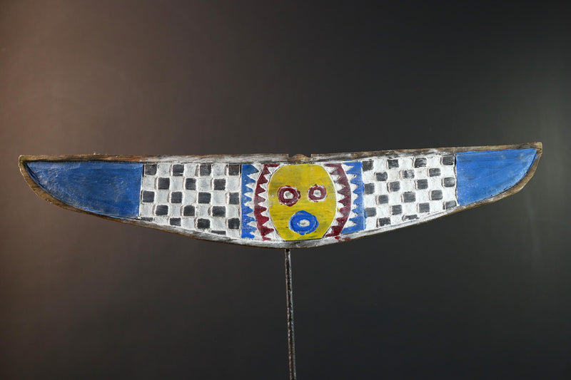 African wall decor, Bwa bird mask from Burkina Faso, flying spirit sculpture, tribal ritual wood art, geometric ceremonial wall piece-G5387