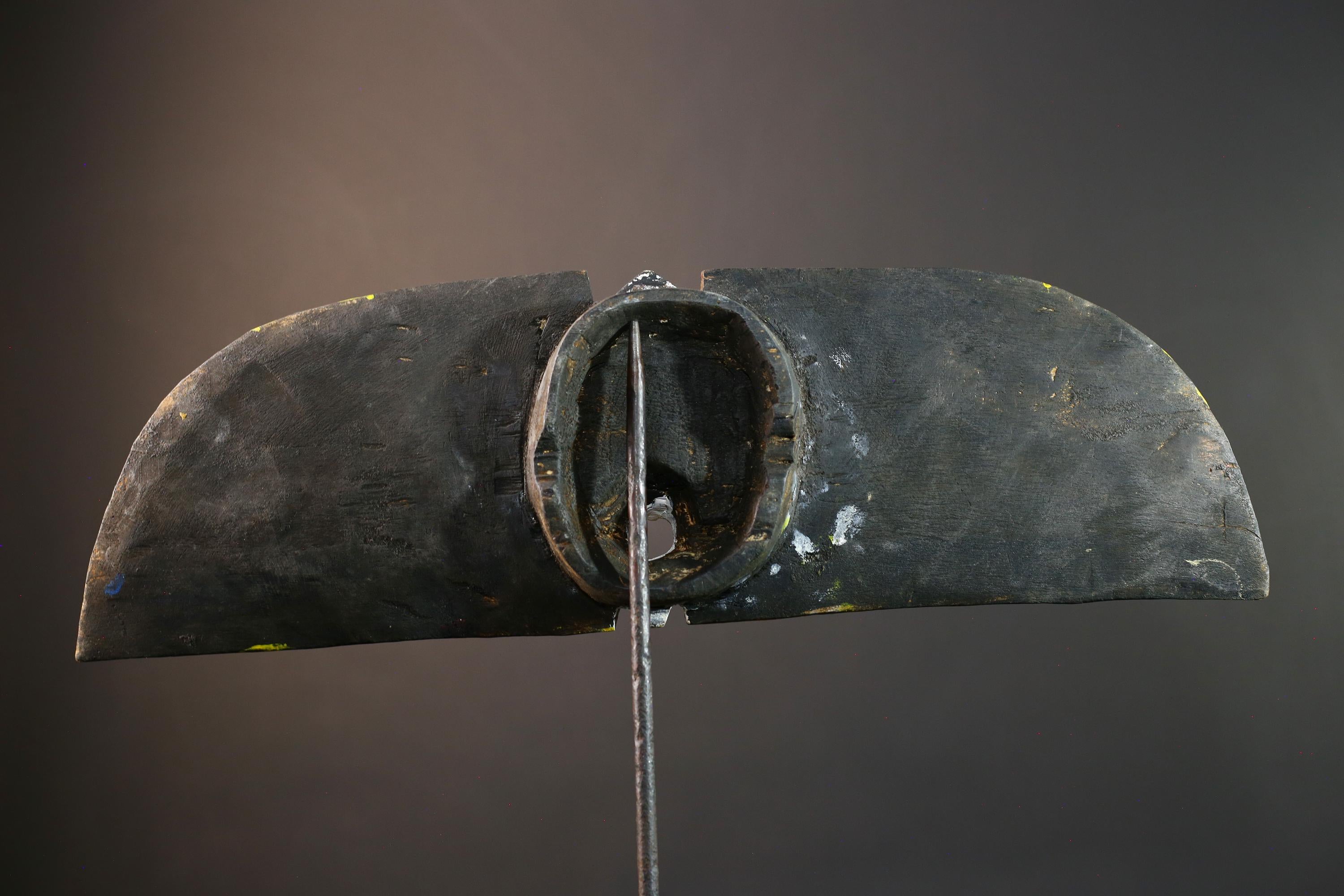 African wall decor, Bwa butterfly mask from Burkina Faso, spirit wing sculpture,tribal wood panel art, painted ceremonial wall carving-G5392