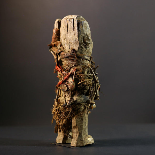 African Power Figure | Songye Nkisi Fetish | DR Congo Tribal Art | Hand-Carved Wood Sculpture | Vintage African Decor-G5318