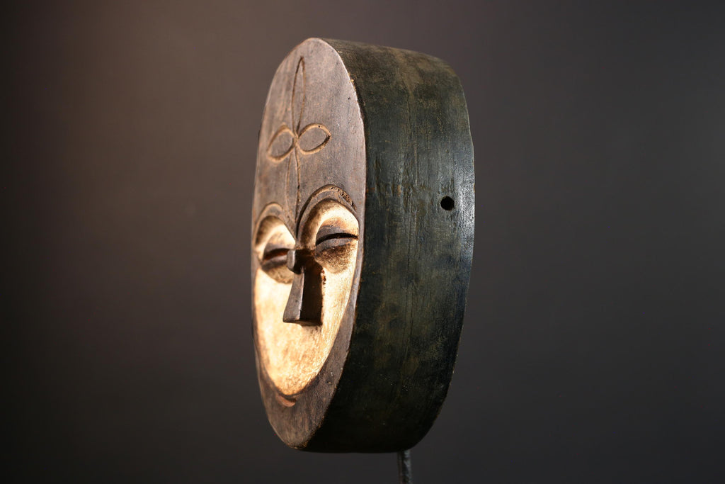 African Kota mask, tribal wall mask, white Gabon mask, reliquary art decor, ceremonial wood mask, African spiritual face art-G5397