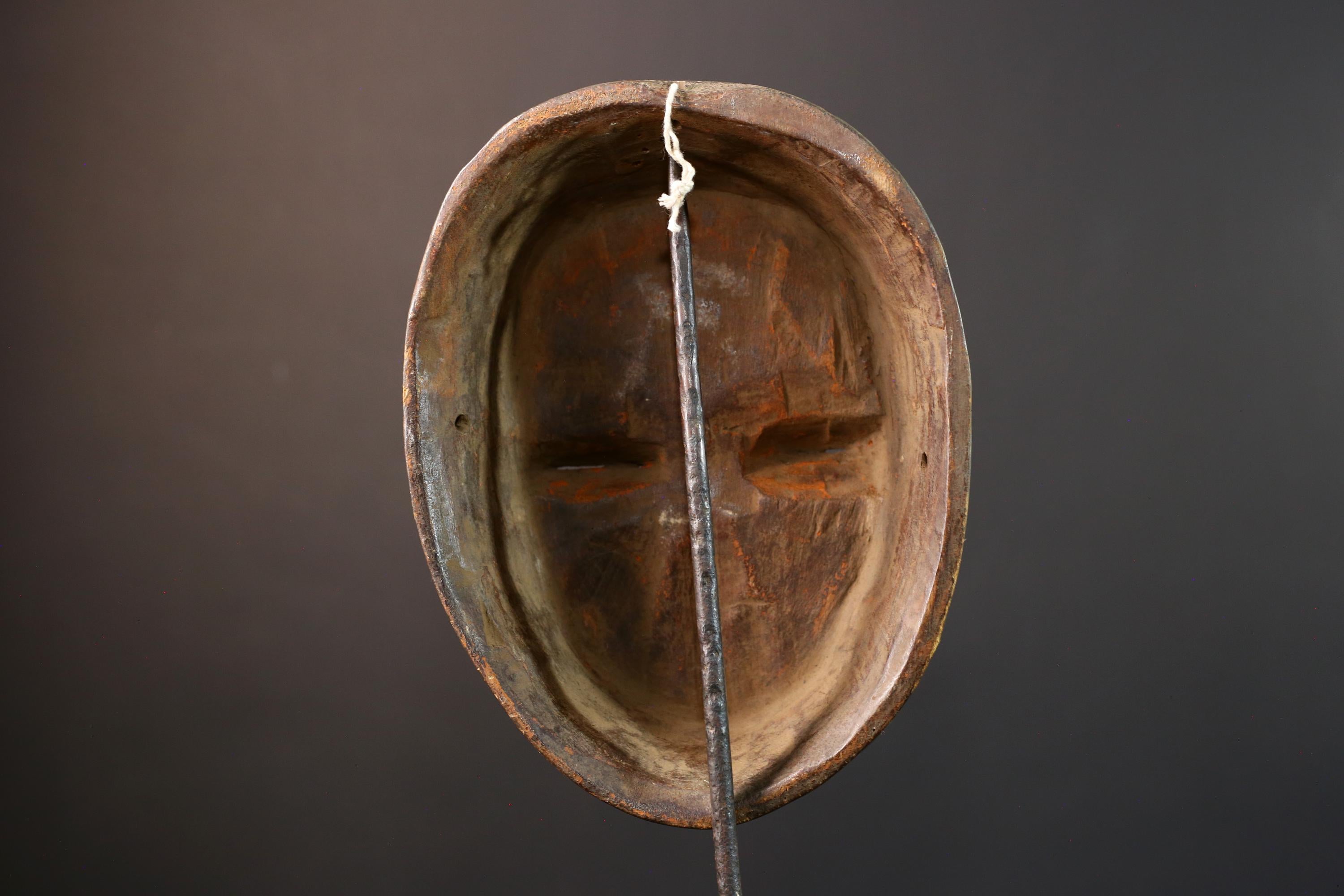 African Kota mask, tribal wall mask, white Gabon mask, reliquary art decor, ceremonial wood mask, African spiritual face art-G5397
