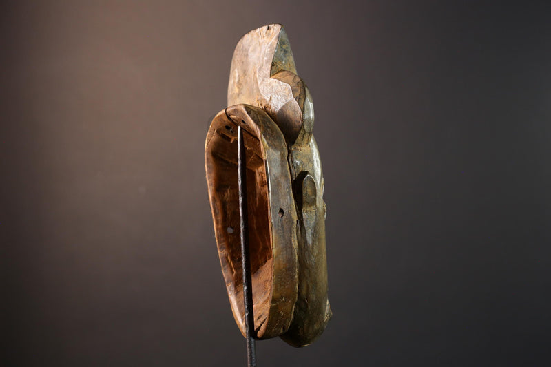 African Baule mask, tribal African face art, Baule dance mask decor, hand carved wall mask, ivory coast wooden sculpture-G5398