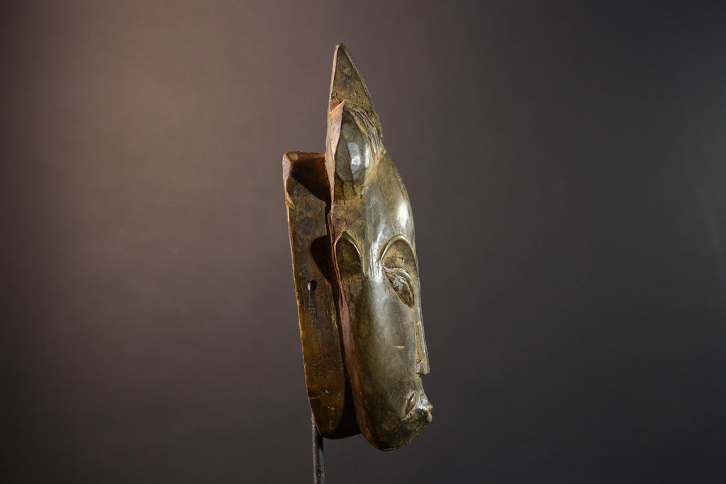 African Baule mask, tribal African face art, Baule dance mask decor, hand carved wall mask, ivory coast wooden sculpture-G5398