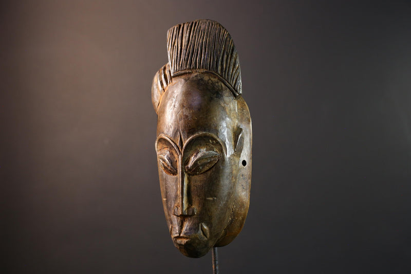 African Baule mask, tribal African face art, Baule dance mask decor, hand carved wall mask, ivory coast wooden sculpture-G5398