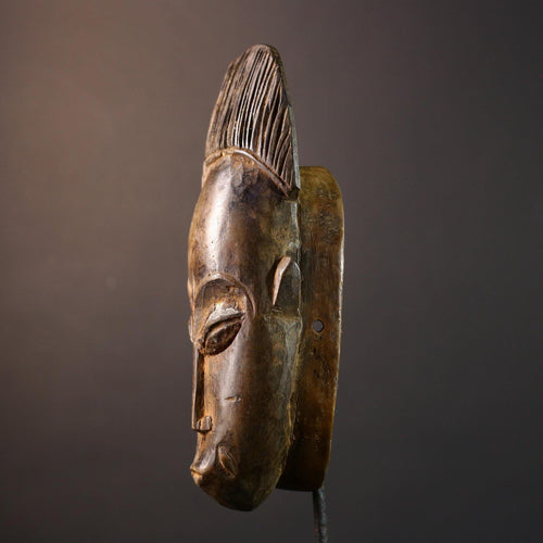 African Baule mask, tribal African face art, Baule dance mask decor, hand carved wall mask, ivory coast wooden sculpture-G5398
