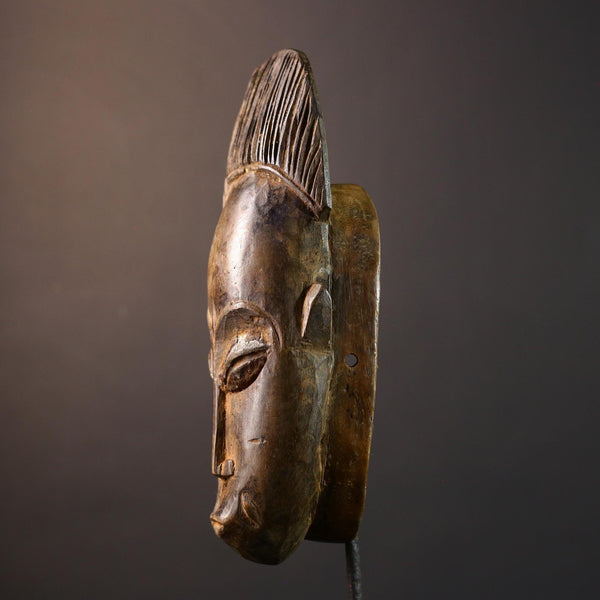 African Baule mask, tribal African face art, Baule dance mask decor, hand carved wall mask, ivory coast wooden sculpture-G5398