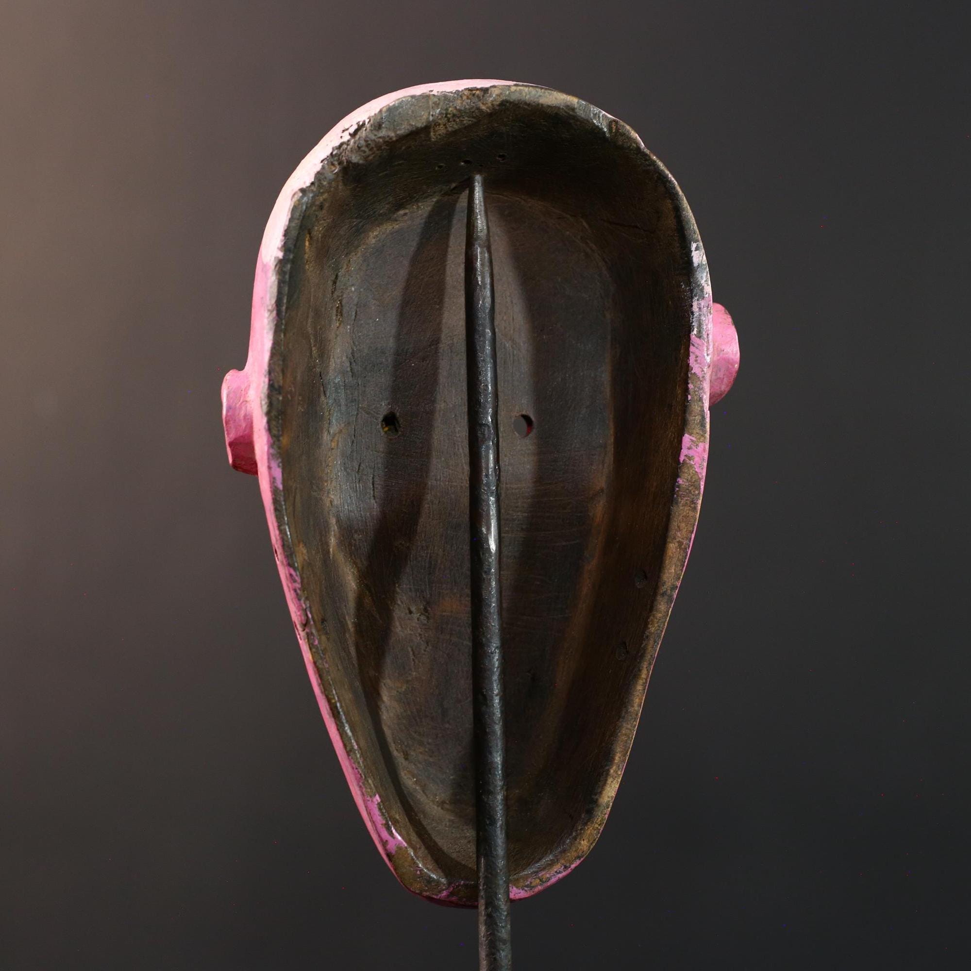 African abstract mask, modern Baule mask wall art, tribal colorful wood decor, contemporary African face mask, hand carved sculpture-G5401