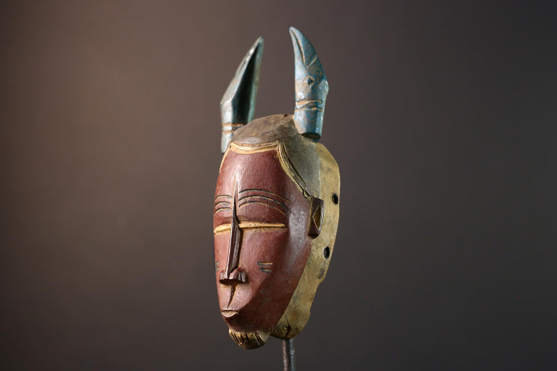 African Baule mask, portrait tribal mask, Mblo wall decor, hand carved wood mask, Ivory Coast art, African ceremonial mask-G5409