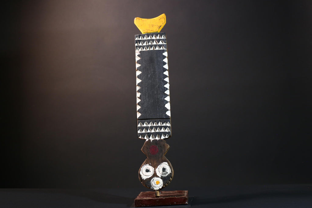 african bwa tribal wall mask black white geometric wood mask from burkina faso hand carved sculpture abstract tribal art decor-G5422