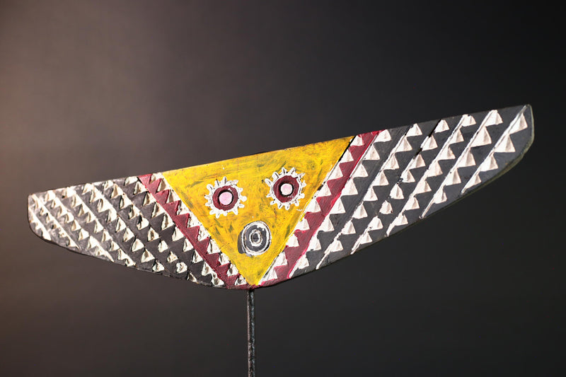 african bwa butterfly mask burkina faso tribal geometric wall mask yellow wood carved spirit mask decor art sculpture-G5423
