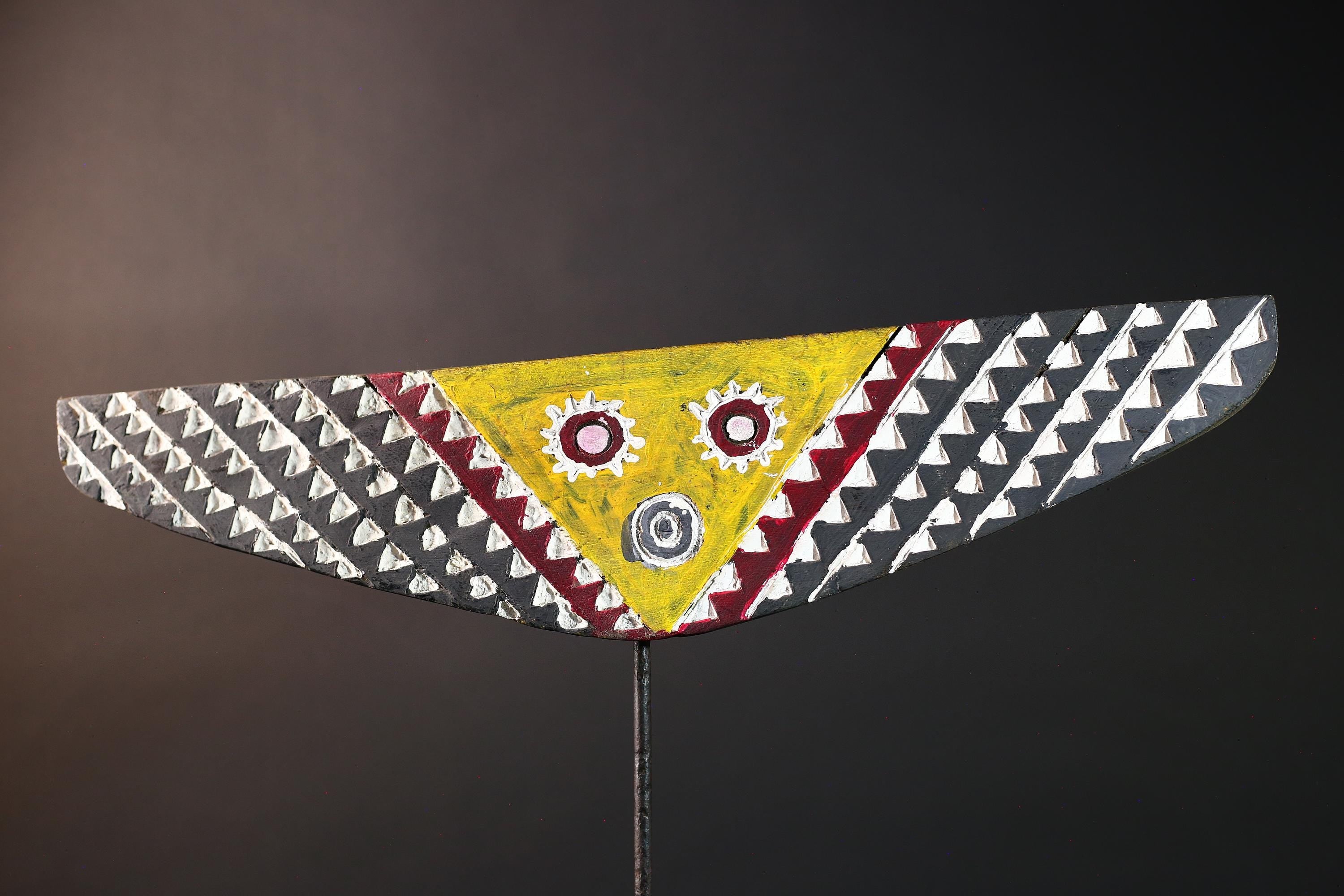 african bwa butterfly mask burkina faso tribal geometric wall mask yellow wood carved spirit mask decor art sculpture-G5423