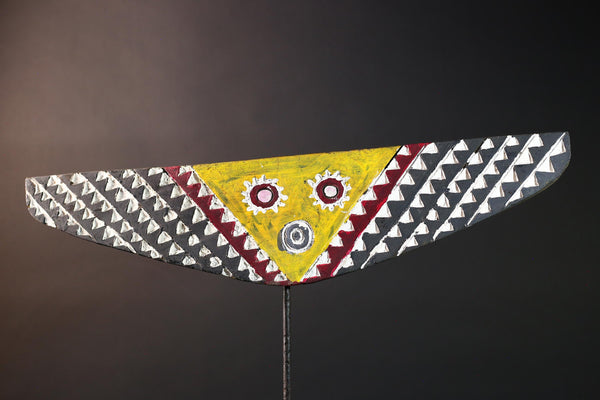 african bwa butterfly mask burkina faso tribal geometric wall mask yellow wood carved spirit mask decor art sculpture-G5423