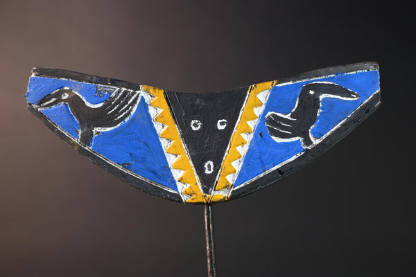 african bwa butterfly mask blue black yellow tribal spirit wall mask from burkina faso hand carved geometric mask decor-G5424