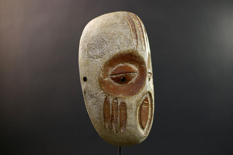 African Guere War Mask, Ivory Coast Tribal Wall Art, Hand-Carved Kaolin Wood Sculpture, Primitive Ethnic Home Decor-G5329