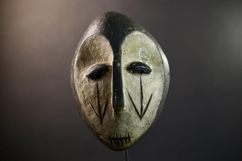 African Songye Kifwebe Mask, Congo Power Spirit Wall Art, Hand-Carved Kaolin Wood Sculpture, Tribal Home Decor, Ritual Protector-G5327