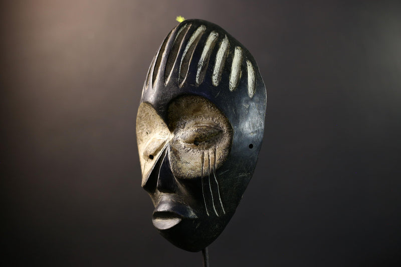 African Guere War Mask, Ivory Coast Tribal Wall Art, Hand-Carved Kaolin Wood Sculpture, Primitive Ethnic Home Decor-G5326