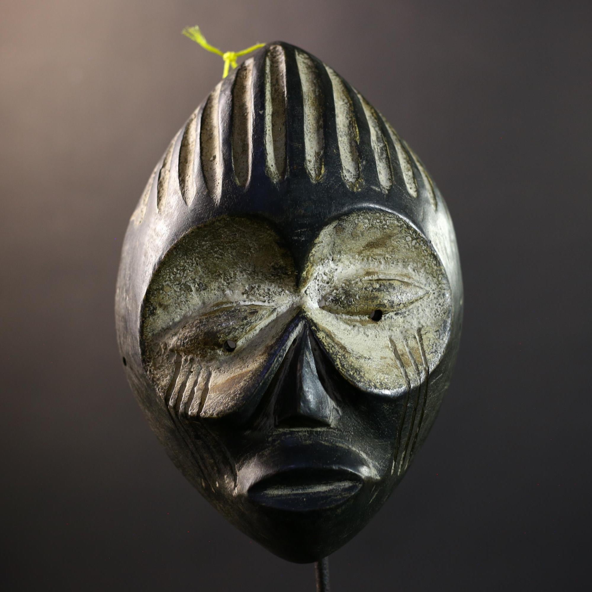 African Guere War Mask, Ivory Coast Tribal Wall Art, Hand-Carved Kaolin Wood Sculpture, Primitive Ethnic Home Decor-G5326