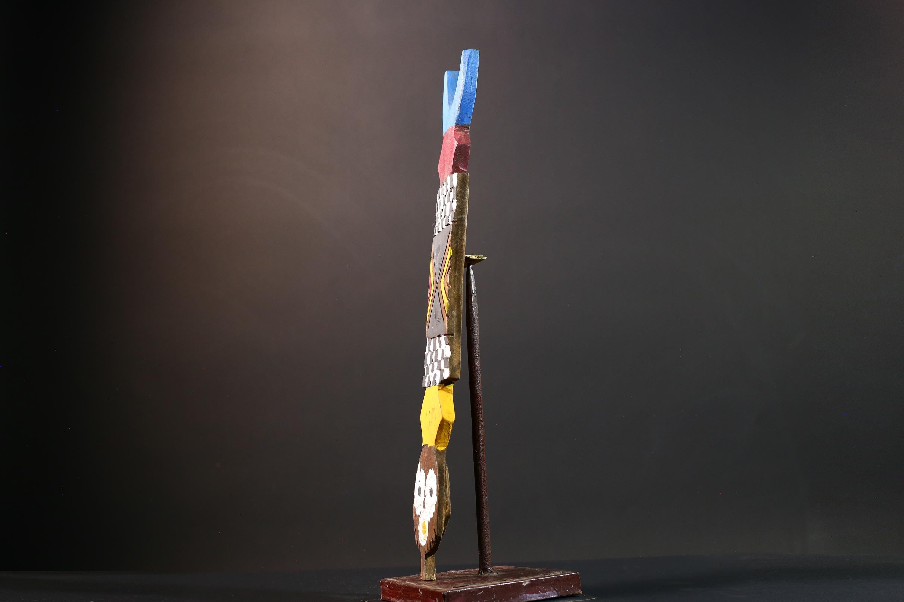 African wall mask tribal sun art Bwa spirit mask geometric wood decor African handmade wall sculpture Burkina Faso piece-G5426