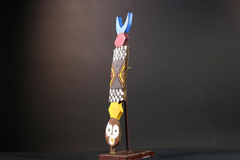 African wall mask tribal sun art Bwa spirit mask geometric wood decor African handmade wall sculpture Burkina Faso piece-G5426