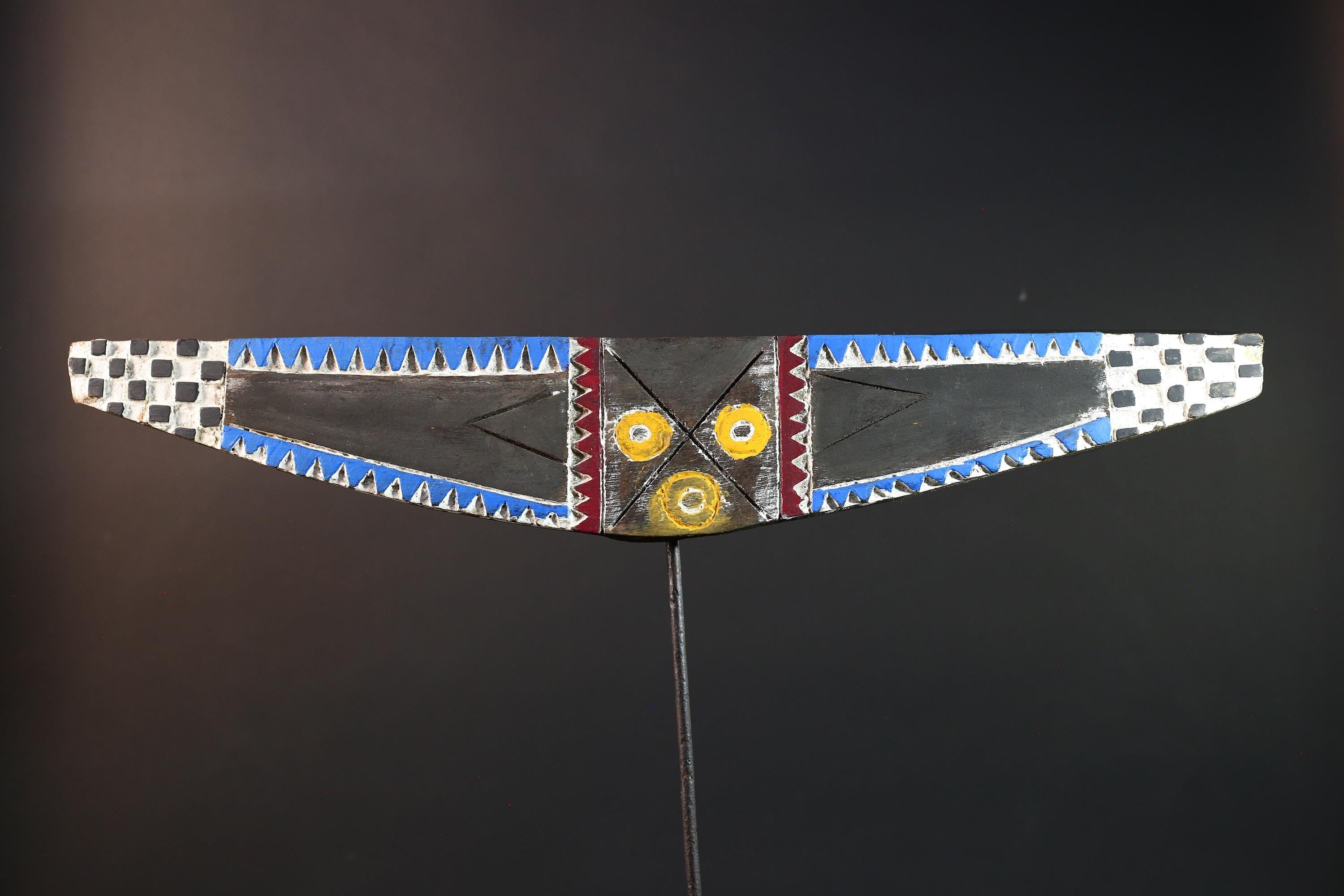 African tribal plank mask Bwa sun eye wall art geometric spirit mask wood carving Burkina Faso wall decor sculpture handmade-G5428