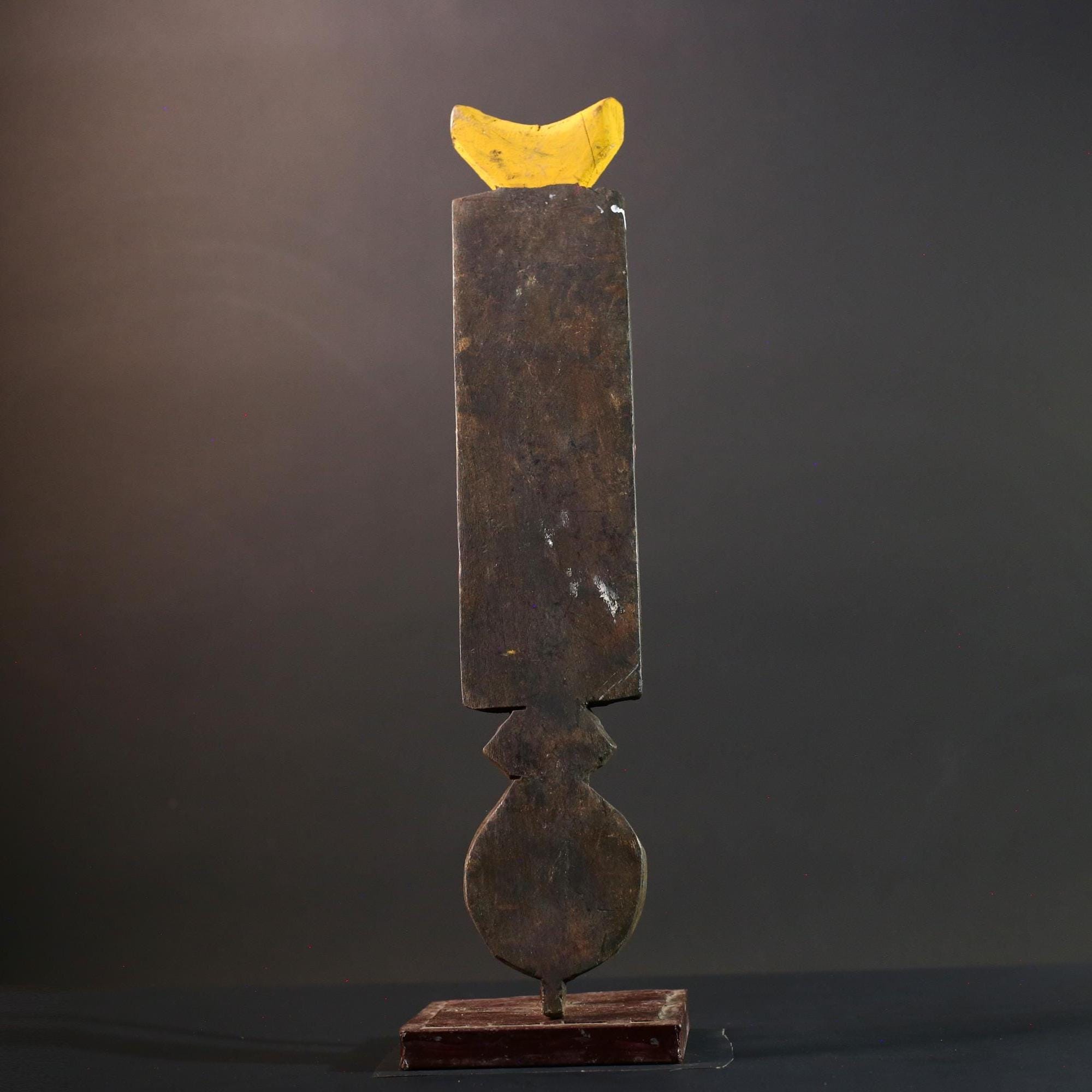 Tribal Bwa wall mask African spirit carving with owl face vertical wood sculpture from Burkina Faso handmade ceremonial decor-G5431