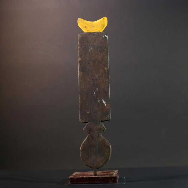 Tribal Bwa wall mask African spirit carving with owl face vertical wood sculpture from Burkina Faso handmade ceremonial decor-G5431