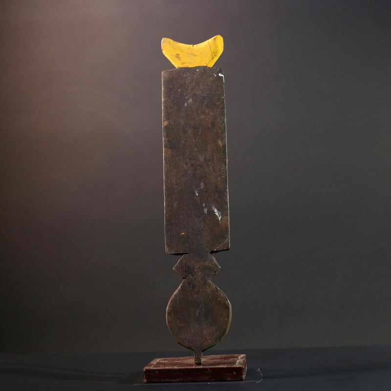 Tribal Bwa wall mask African spirit carving with owl face vertical wood sculpture from Burkina Faso handmade ceremonial decor-G5431