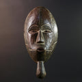 Dan tribal mask African carved wood wall decor with chin extension from Côte d’Ivoire Liberia ceremonial rustic art face carving-G5436