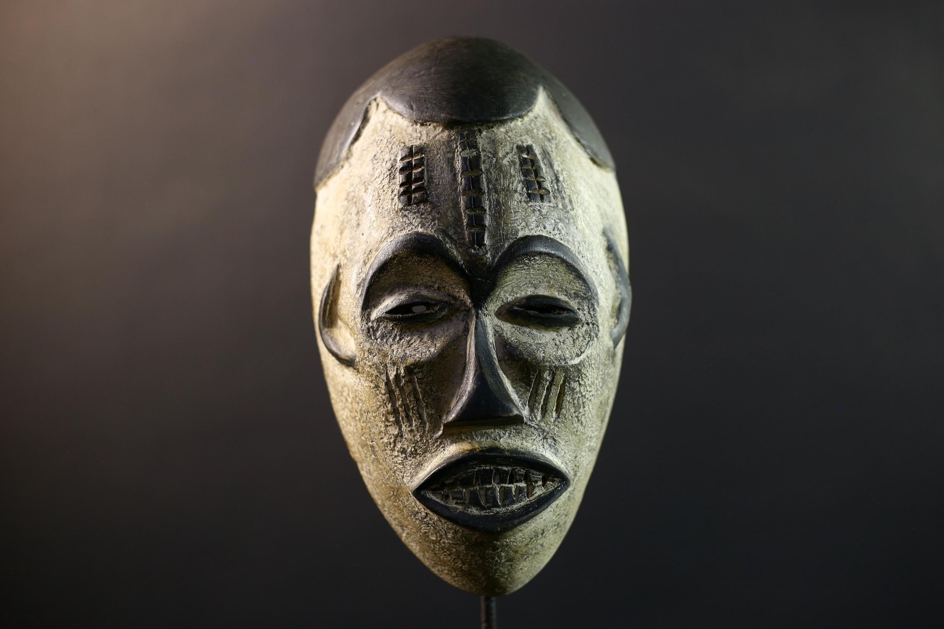 African Pende Pumbu Mask, Congo Ritual Power Face, Hand Carved Wood Wall Sculpture, Tribal Ancestor Decor-G5337